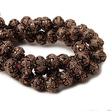 8mm Antiqued Copper Bead Miligrain Small & Large Triangle Design 8 inch 28 pcs (ONLINE ORDER ONLY)