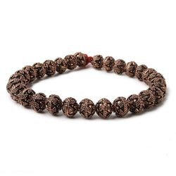 8mm Antiqued Copper Bead Miligrain Small & Large Triangle Design 8 inch 28 pcs (ONLINE ORDER ONLY)