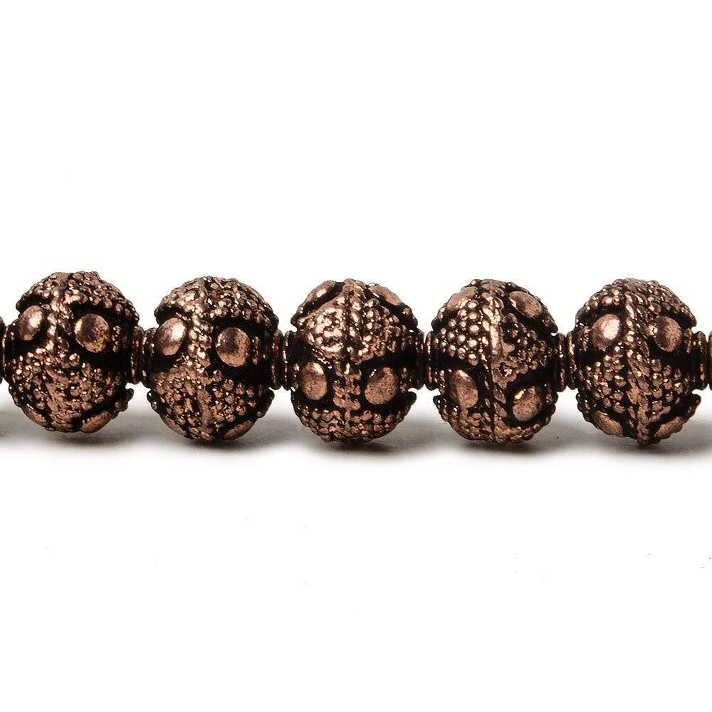 8mm Antiqued Copper Bead Miligrain Triangle & amp; Dot Design 8 inch 28 pcs (ONLINE ORDER ONLY)