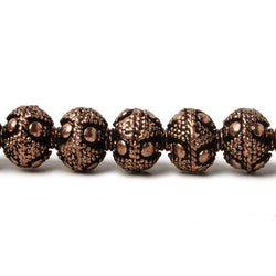 8mm Antiqued Copper Bead Miligrain Triangle & amp; Dot Design 8 inch 28 pcs (ONLINE ORDER ONLY)