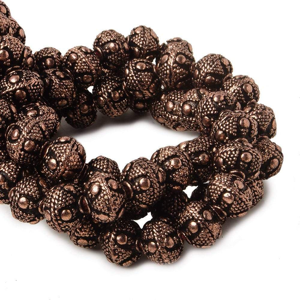 8mm Antiqued Copper Bead Miligrain Triangle & amp; Dot Design 8 inch 28 pcs (ONLINE ORDER ONLY)