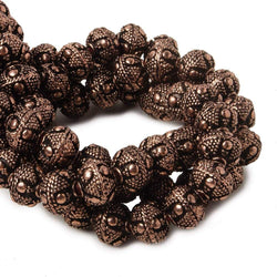 8mm Antiqued Copper Bead Miligrain Triangle & amp; Dot Design 8 inch 28 pcs (ONLINE ORDER ONLY)