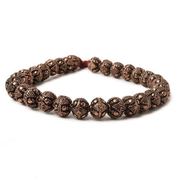 8mm Antiqued Copper Bead Miligrain Triangle & amp; Dot Design 8 inch 28 pcs (ONLINE ORDER ONLY)