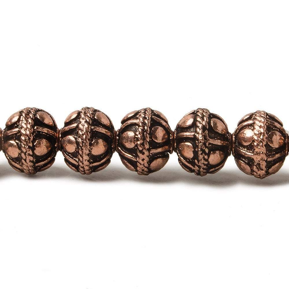 8mm Antiqued Copper Bead Round Dot 8 inch 28 pcs (ONLINE ORDER ONLY)