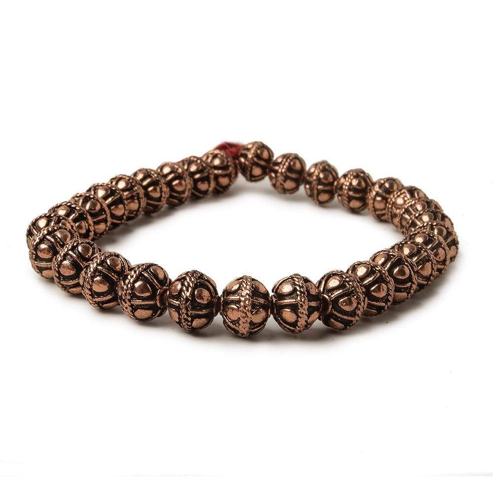 8mm Antiqued Copper Bead Round Dot 8 inch 28 pcs (ONLINE ORDER ONLY)