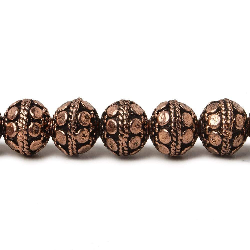 8mm Antiqued Copper Bead Round Dot Design 8 inch 28 pcs (ONLINE ORDER ONLY)