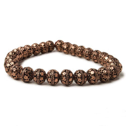 8mm Antiqued Copper Bead Round Dot Design 8 inch 28 pcs (ONLINE ORDER ONLY)