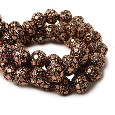 8mm Antiqued Copper Bead Round Dot Design 8 inch 28 pcs (ONLINE ORDER ONLY)