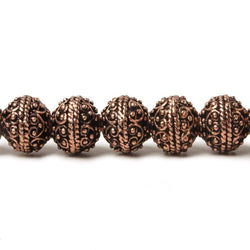 8mm Antiqued Copper Bead Round Miligrain Persian Design 8 inch 28 pcs (ONLINE ORDER ONLY)