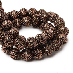 8mm Antiqued Copper Bead Round Miligrain Triangle Design 8 inch 28 pcs (ONLINE ORDER ONLY)