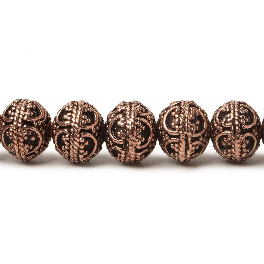 8mm Antiqued Copper Bead Round Persian Design 8 inch 28 pcs (ONLINE ORDER ONLY)
