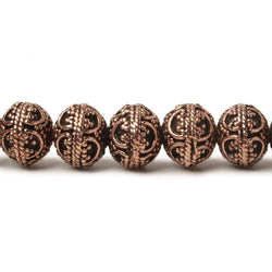 8mm Antiqued Copper Bead Round Persian Design 8 inch 28 pcs (ONLINE ORDER ONLY)