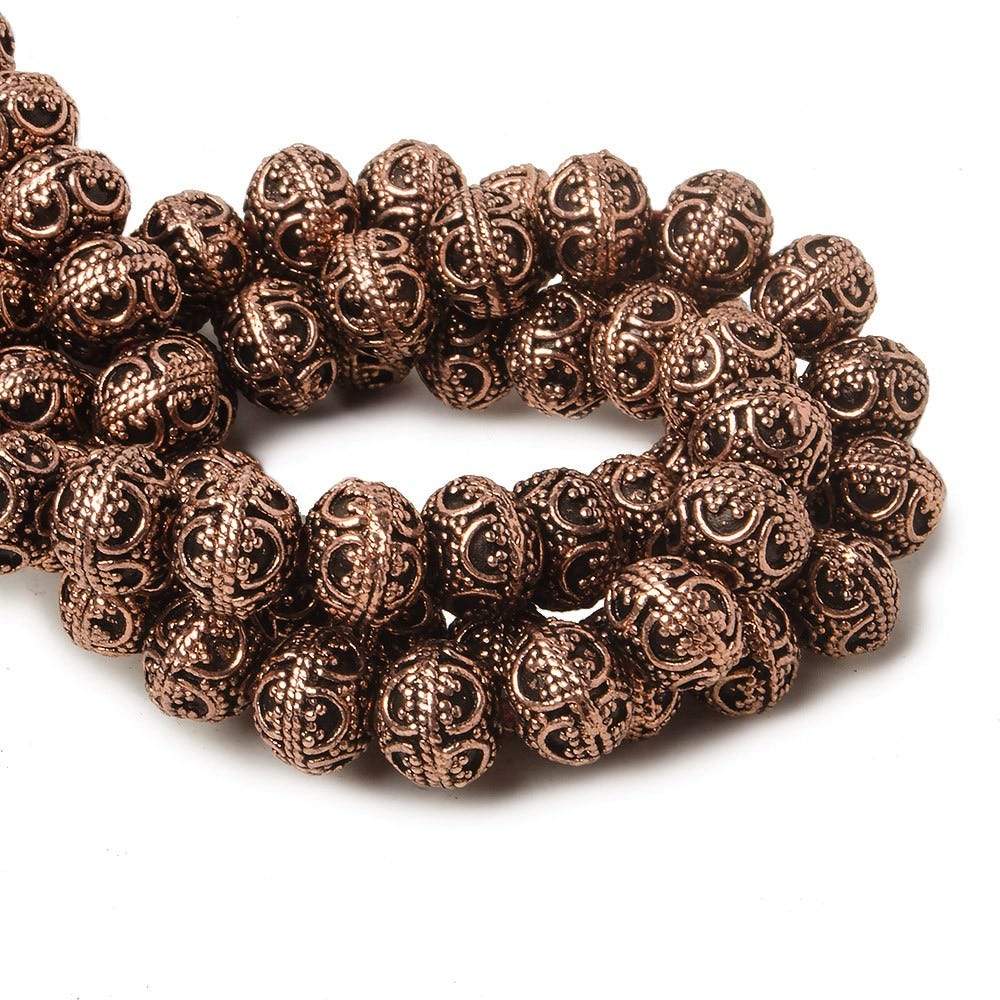 8mm Antiqued Copper Bead Round Persian Design 8 inch 28 pcs (ONLINE ORDER ONLY)