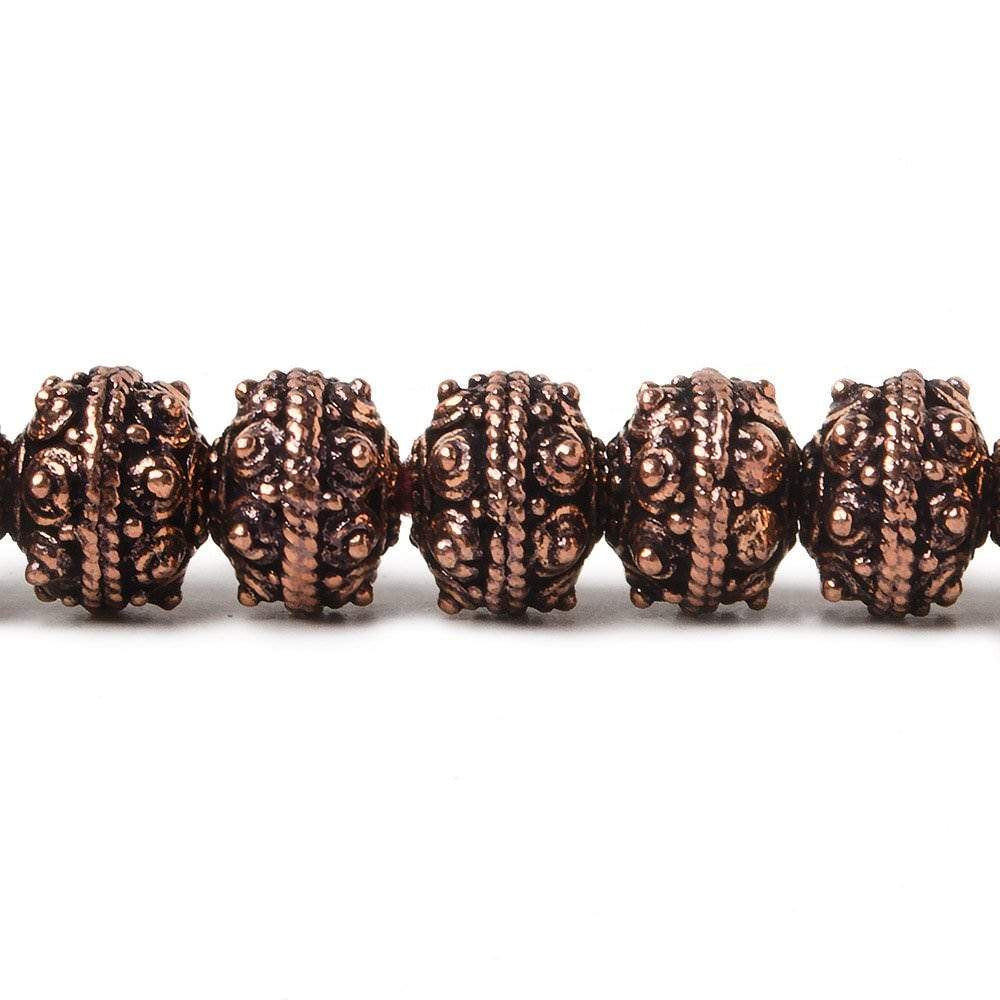 8mm Antiqued Copper Bead Roval Sphere Design 8 inch 28 pcs (ONLINE ORDER ONLY)