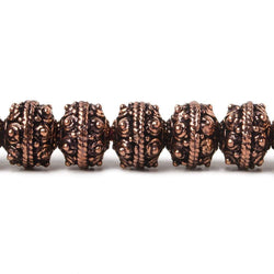 8mm Antiqued Copper Bead Roval Sphere Design 8 inch 28 pcs (ONLINE ORDER ONLY)