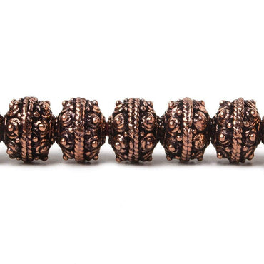 8mm Antiqued Copper Bead Roval Sphere Design 8 inch 28 pcs (ONLINE ORDER ONLY)