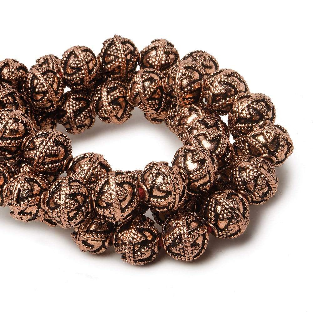 8mm Antiqued Copper Beads Roval  Miligrain Triangle 8 inch 28 pcs (ONLINE ORDER ONLY)
