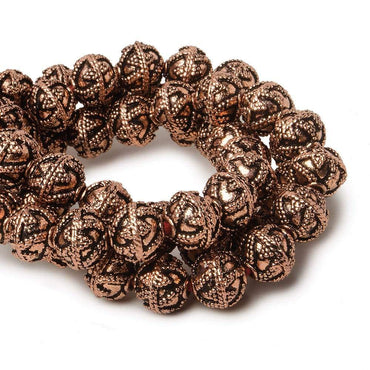 8mm Antiqued Copper Beads Roval  Miligrain Triangle 8 inch 28 pcs (ONLINE ORDER ONLY)