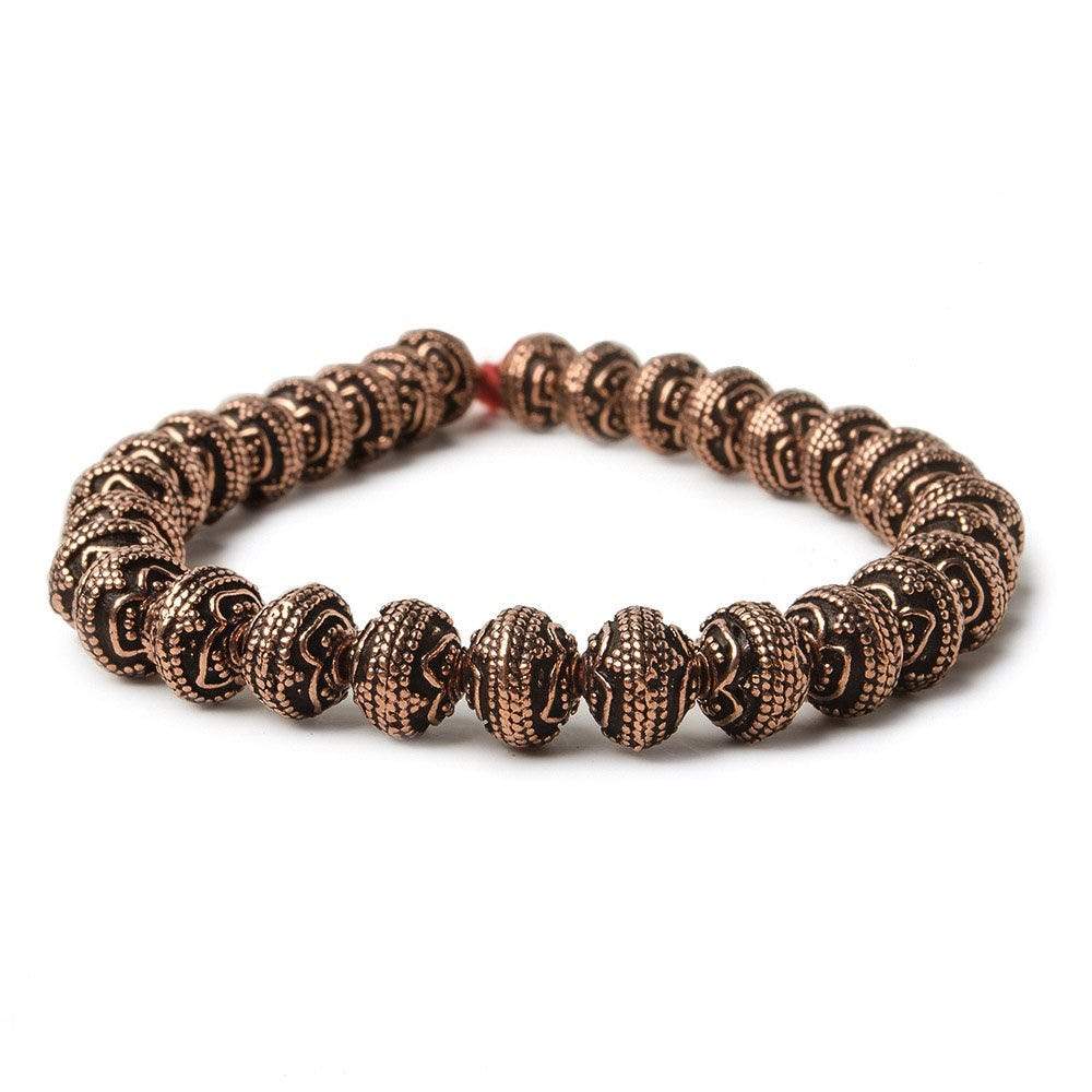 8mm Antiqued Copper Beads Roval Triple Leaf tip 8 inch 28 pcs (ONLINE ORDER ONLY)