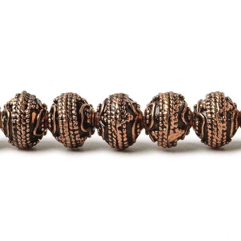 8mm Antiqued Copper Beads Roval Triple Miligrain Center 8 inch 28 pcs (ONLINE ORDER ONLY)