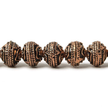 8mm Antiqued Copper Beads Roval Triple Miligrain Center 8 inch 28 pcs (ONLINE ORDER ONLY)