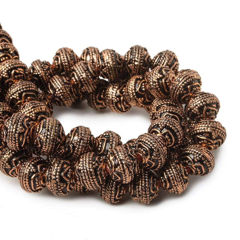 8mm Antiqued Copper Beads Roval Triple Miligrain Center 8 inch 28 pcs (ONLINE ORDER ONLY)