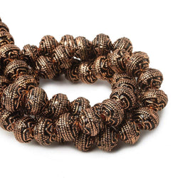 8mm Antiqued Copper Beads Roval Triple Miligrain Center 8 inch 28 pcs (ONLINE ORDER ONLY)