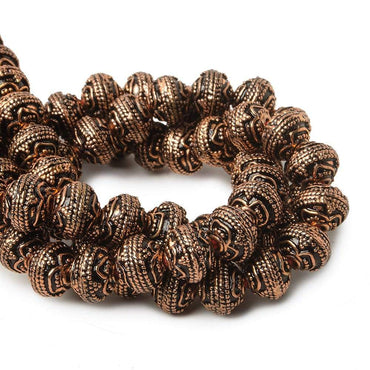 8mm Antiqued Copper Beads Roval Triple Miligrain Center 8 inch 28 pcs (ONLINE ORDER ONLY)