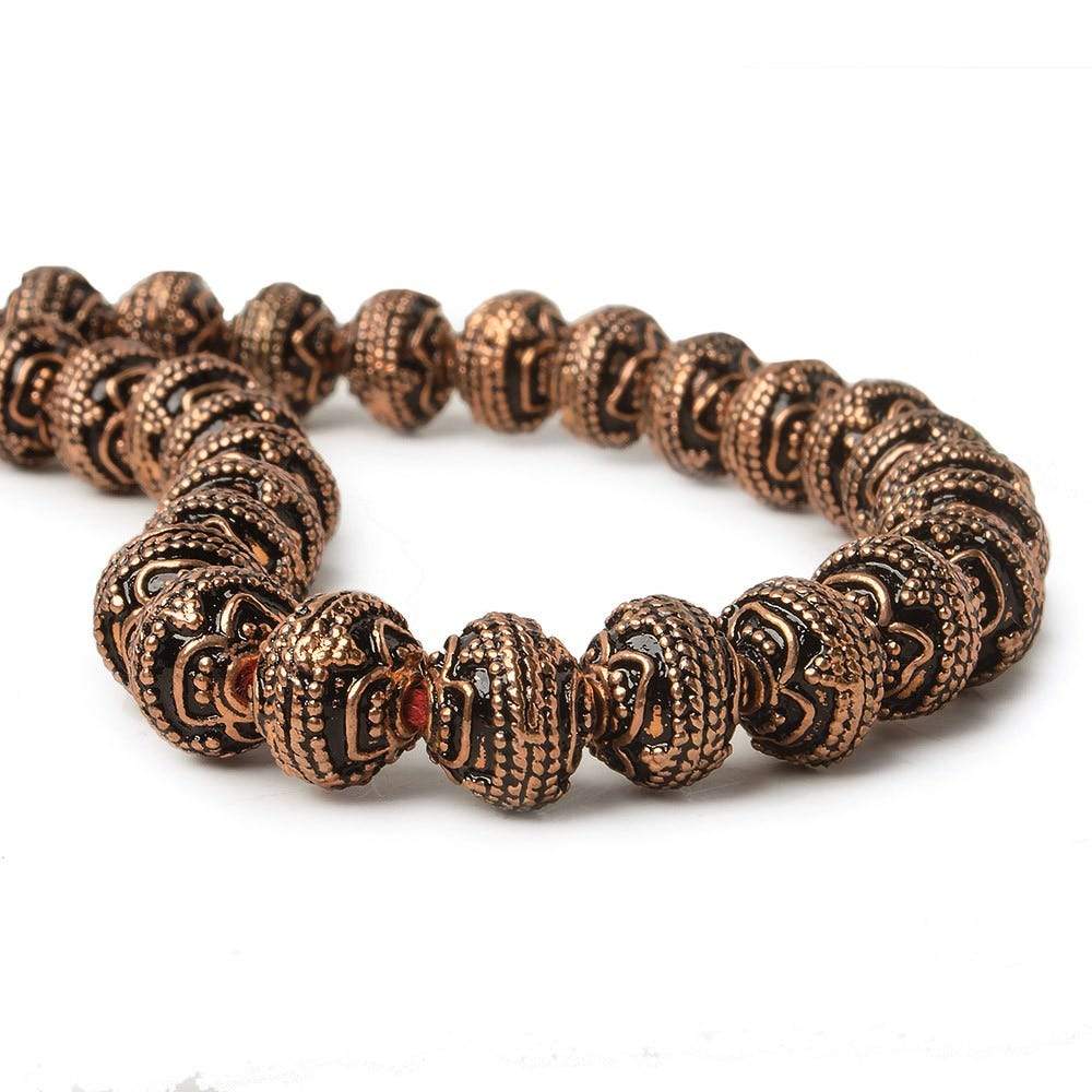 8mm Antiqued Copper Beads Roval Triple Miligrain Center 8 inch 28 pcs (ONLINE ORDER ONLY)