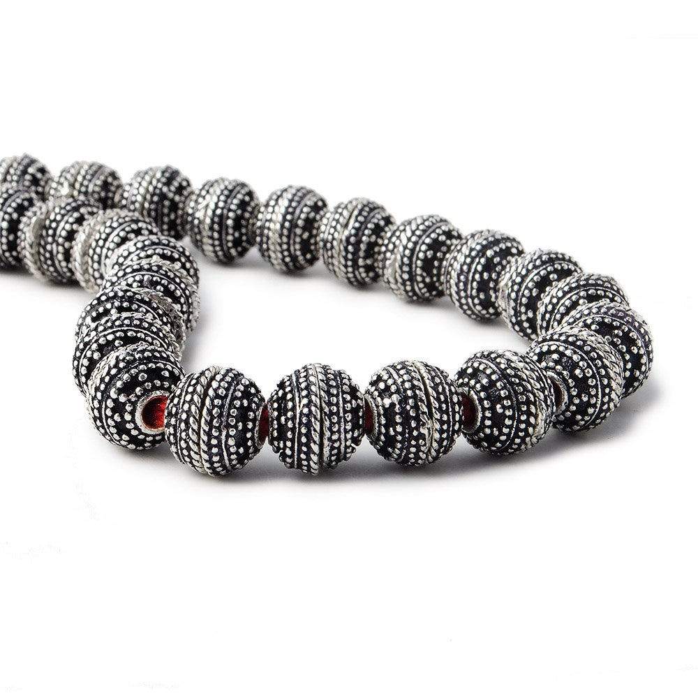 8mm Antiqued Silver Plated Copper Bead Cap Concentric Miligrain 7.5 inch 56 pieces (ONLINE ORDER ONLY)