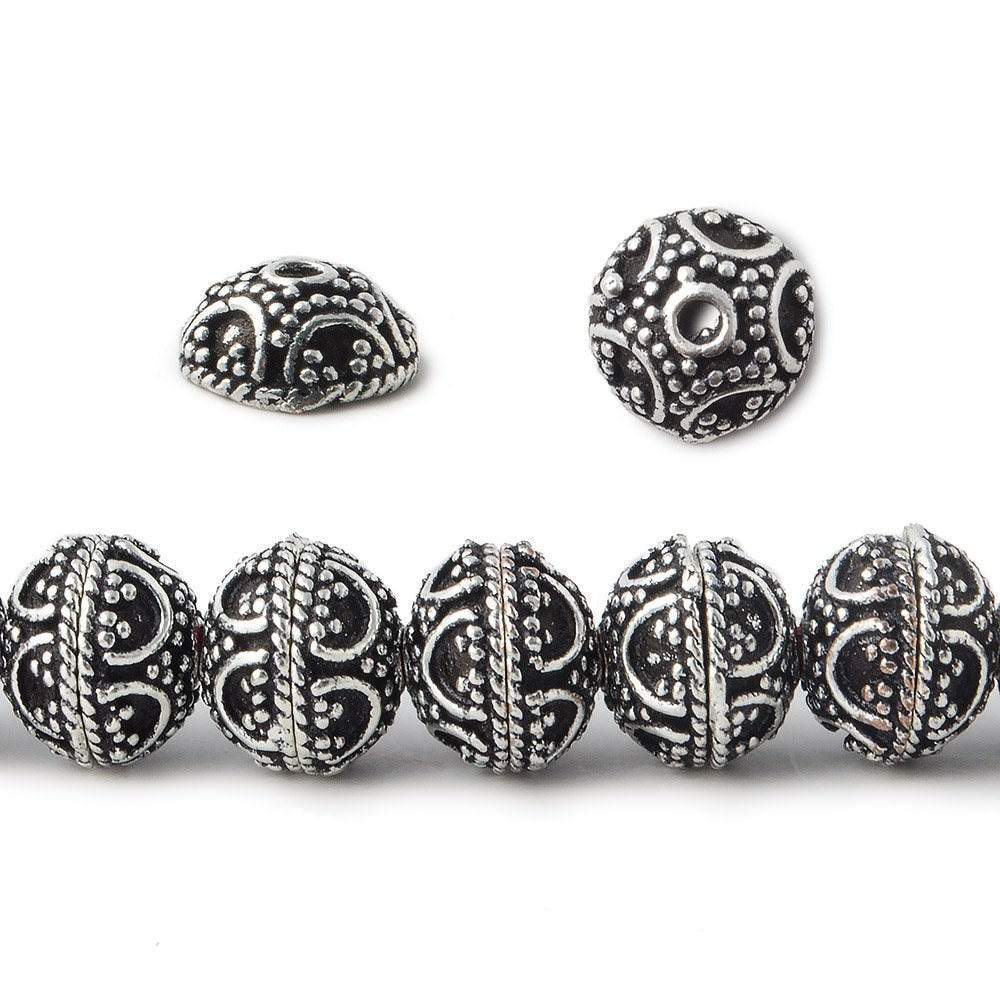 8mm Antiqued Silver Plated Copper Bead Cap Persian Design 8 inch 58 pieces (ONLINE ORDER ONLY)