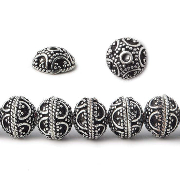 8mm Antiqued Silver Plated Copper Bead Cap Persian Design 8 inch 58 pieces (ONLINE ORDER ONLY)