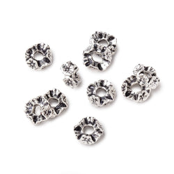 8mm Antiqued Silver Plated Copper Floral Edge Spacer Set of 10 Large Hole Beads (ONLINE ORDER ONLY)