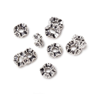 8mm Antiqued Silver Plated Copper Floral Edge Spacer Set of 10 Large Hole Beads (ONLINE ORDER ONLY)