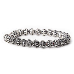 8mm Antiqued Sterling Silver plated Bead Cap Dots and Rope Center Design 8 inch 54 beads (ONLINE ORDER ONLY)