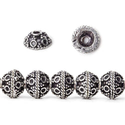 8mm Antiqued Sterling Silver plated Bead Cap Persian Design 8 inch 58 beads (ONLINE ORDER ONLY)