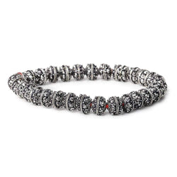 8mm Antiqued Sterling Silver plated Bead Cap Sphere Design 8 inch 60 beads (ONLINE ORDER ONLY)