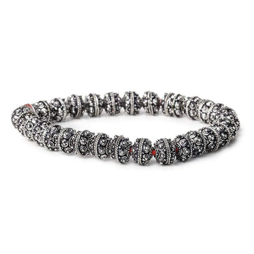 8mm Antiqued Sterling Silver plated Bead Cap Sphere Design 8 inch 60 beads (ONLINE ORDER ONLY)