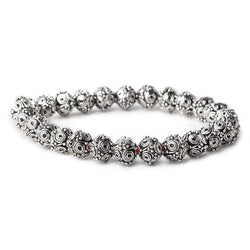 8mm Antiqued Sterling Silver plated Copper Bead Cap 8 inch 54 beads (ONLINE ORDER ONLY)