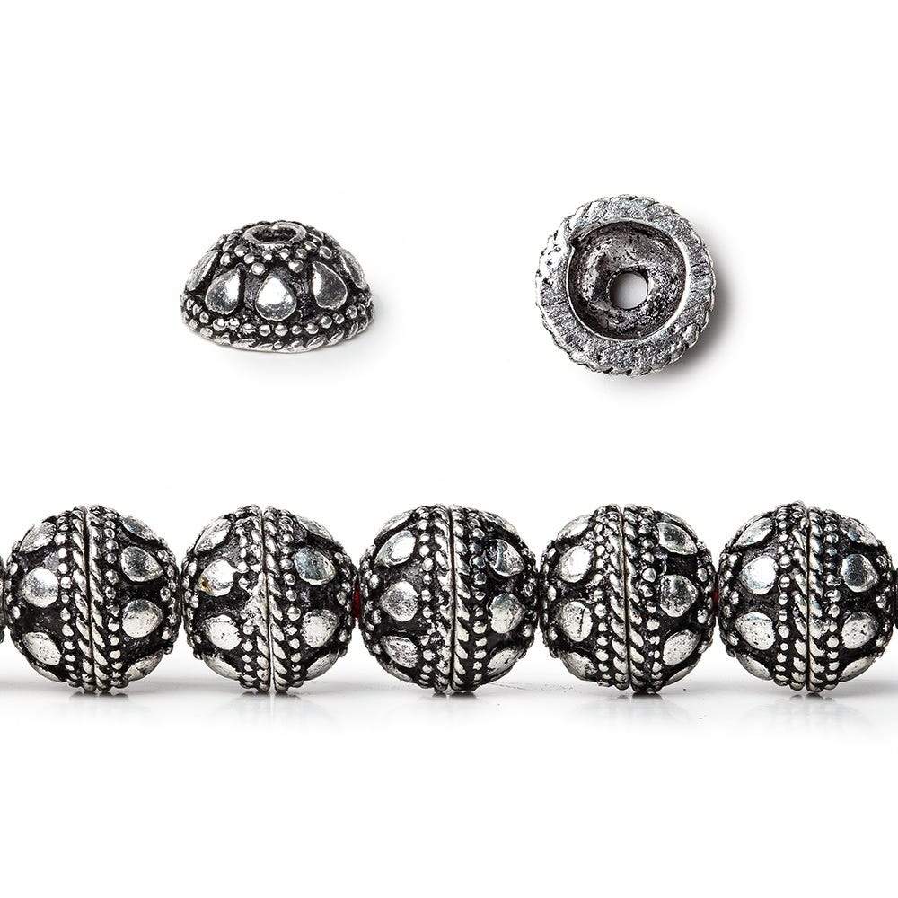 8mm Antiqued Sterling Silver Plated Copper Bead Cap Round Circles 8 inch 26 beads (ONLINE ORDER ONLY)