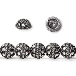 8mm Antiqued Sterling Silver Plated Copper Bead Cap Round Circles 8 inch 26 beads (ONLINE ORDER ONLY)