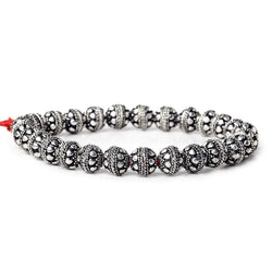 8mm Antiqued Sterling Silver Plated Copper Bead Cap Round Circles 8 inch 26 beads (ONLINE ORDER ONLY)