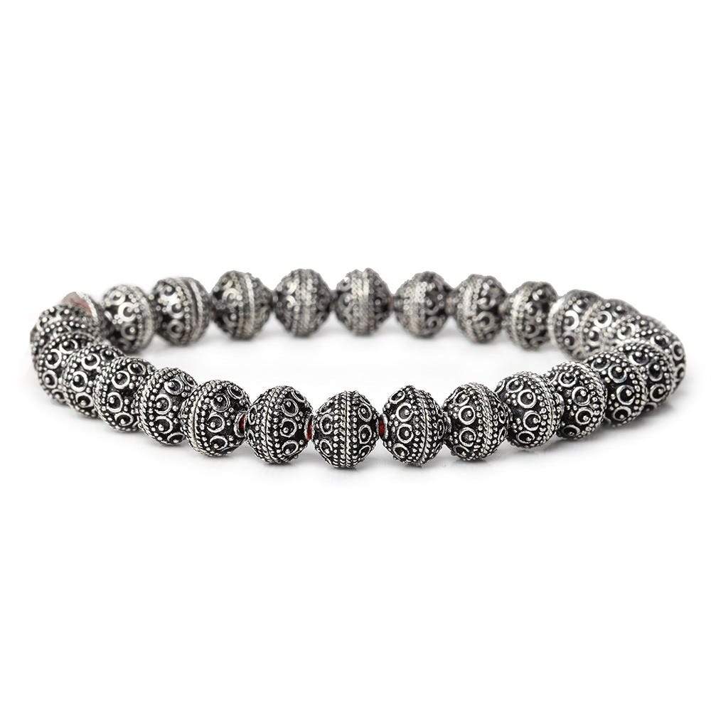 8mm Antiqued Sterling Silver Plated Copper Bead Cap Roval Petite Persian 8 inch 56 beads (ONLINE ORDER ONLY)