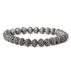 8mm Antiqued Sterling Silver Plated Copper Bead Cap Roval Petite Persian 8 inch 56 beads (ONLINE ORDER ONLY)