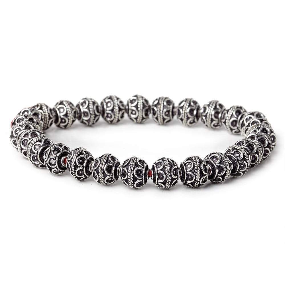 8mm Antiqued Sterling Silver Plated Copper Bead Cap Roval Petite Pesian Circle 8 inch 54 beads (ONLINE ORDER ONLY)