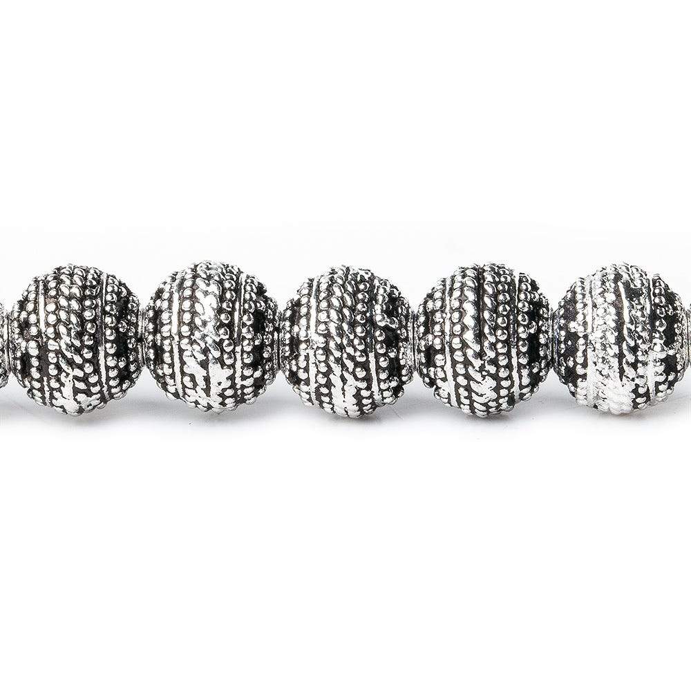 8mm Antiqued Sterling Silver plated Copper Bead Miligrain Rings 8 inch 28 pieces (ONLINE ORDER ONLY)