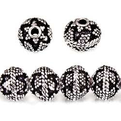 8mm Antiqued Sterling Silver plated Copper Bead Miligrain Small and Large Triangle Design 8 inch 28 pcs (ONLINE ORDER ONLY)