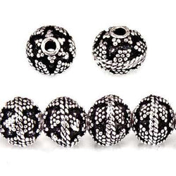 8mm Antiqued Sterling Silver plated Copper Bead Miligrain Small and Large Triangle Design 8 inch 28 pcs (ONLINE ORDER ONLY)