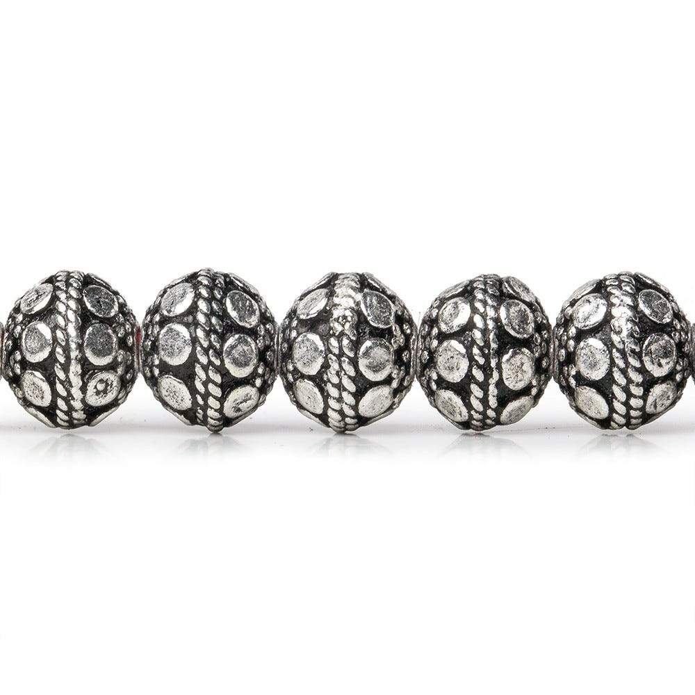 8mm Antiqued Sterling Silver plated Copper Bead Round Dot Design 8 inch 28 pcs (ONLINE ORDER ONLY)