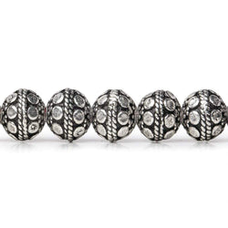 8mm Antiqued Sterling Silver plated Copper Bead Round Dot Design 8 inch 28 pcs (ONLINE ORDER ONLY)
